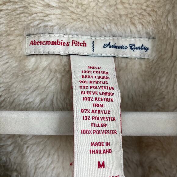 Abercrombie & Fitch Brown Corduroy Sherpa Lined Trucker Coat Western Y2K Medium - Picture 8 of 10